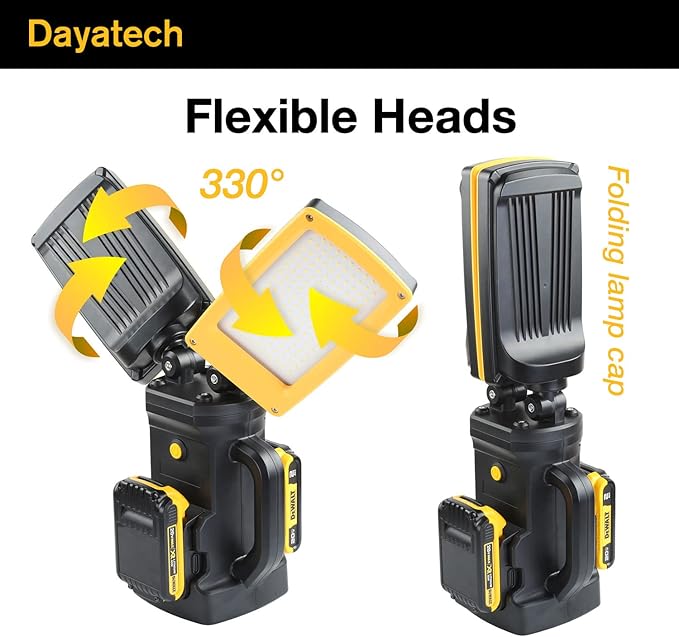 12000LM 85W Corded and Cordless LED Work Light with Tripod, Dual-Head Adjustable Jobsite Light, Compatible with DEWALT MILWAUKEE MAKITA 18-21V Battery, Flicker-Free for Auto Repair Electrical