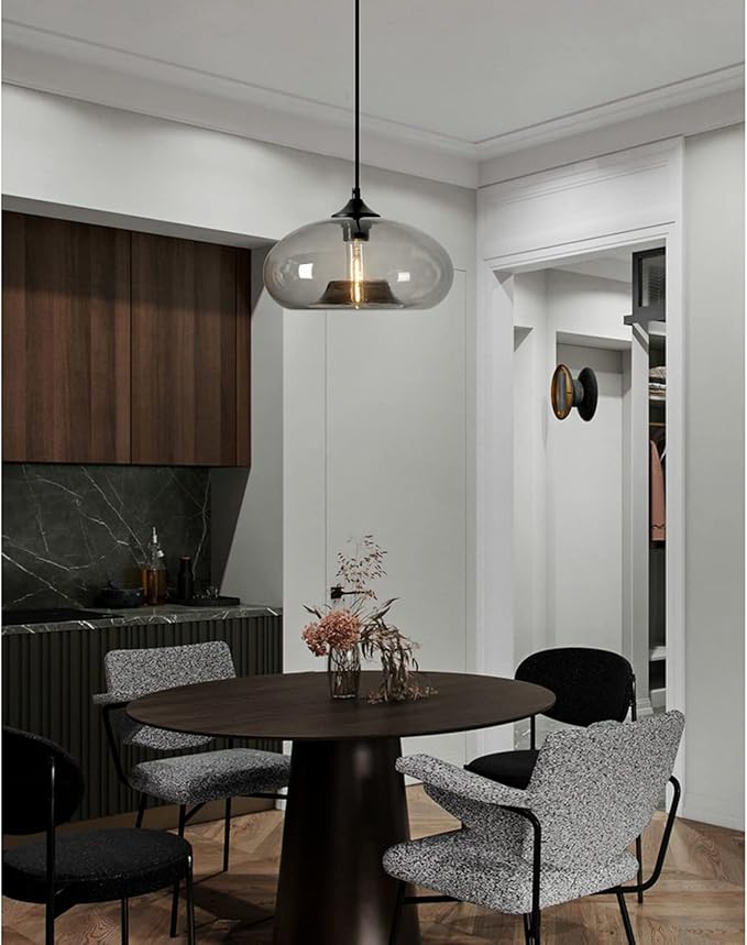 Industrial Pendant Light Shade of Onion Vintage Chandelier E26 Pendant Lighting for Kitchen Island Colorful Glass Cage (Grey)