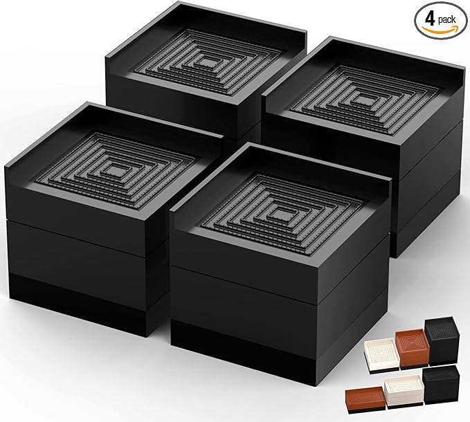 Furniture Risers, Tclouda Bed/Sofa/Desk/Table/Chair Leg/Fridge Lifts to 1.5, 3 and 4 in, Rectangle Adjustable Risers Blocks for Extenders, Heavy Duty Supports Up to 1300 Lbs, 3 in-Black-Square