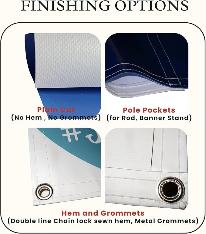 Custom Vinyl Banner, 14oz Premium Coated Vinyl, Full Color, indoor/outdoor Heavy Duty Sign, Design Online or Print Your Design file. 1 Sided (3 X 18 ft (H X W))