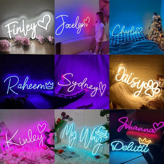 Custom Neon Sign Customizable for Wall Decor, Personalized LED Neon Sign for Wedding Birthday Gift Party Bar Game Bedroom Home Company Logo Business Shop Name Logo Neon Lights up Signs