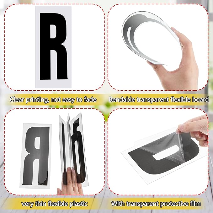 Jecery 400 Pcs Marquee Sign Letters Flexible Plastic Letters on Flexible Panel for Outdoor Black Board Portable Sign Numbers Punctuation for Letter(10 Inch)