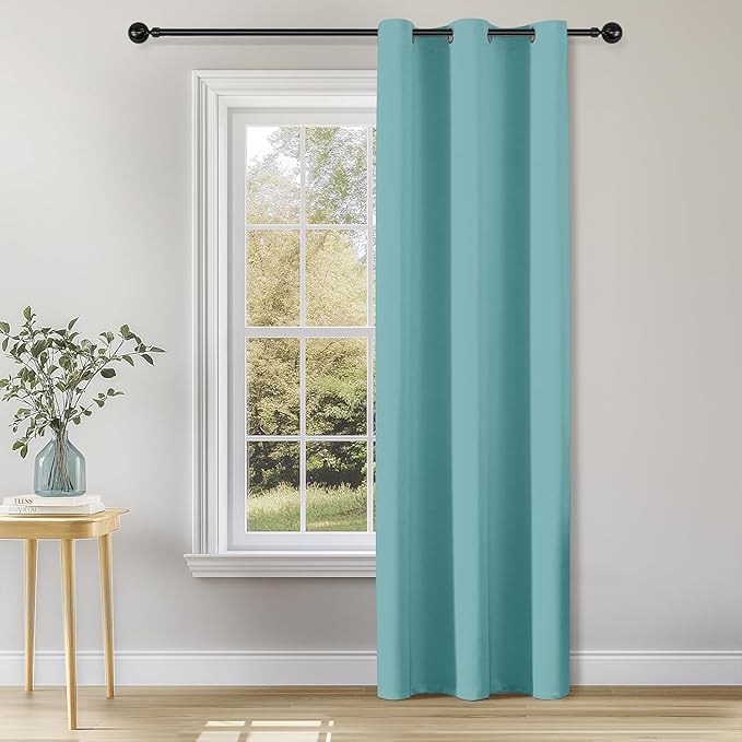 ChrisDowa Blackout Curtains 78 inches Long for Bedroom - Grommet Thermal Insulated Room Darkening Curtains for Living Room (1 Panel, Aqua, 42 x 78 Inch)