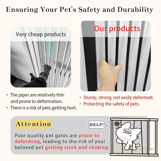 Lumizone Extra Tall Cat Gate 55.12" High Pressure Mounted Extra Wide 2025 New (17 Sizes) 1.37" Gap No Drilling Auto-Close One-Handed Operation Tall Pet Gate for Dogs(Black, 55.12" H x 55.12"-59.44" W)