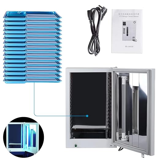 Automatic Sterilizer 27L Large Capacity Storage Cabinet Digital Sterilization Machine with Touch Dispaly Screen, Time Setting,10 Stainless Trays