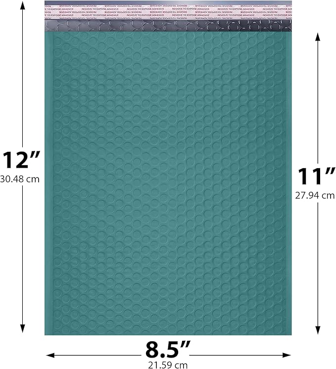 Green Poly Bubble Mailers 8.5x12 inch #2 | Self Seal Padded Envelopes | Cushioned Bubble Mailer | Usable Size 8.5x11 | Water Proof | Lightweight mailing Shipping Bags | 100 Pack Bulk