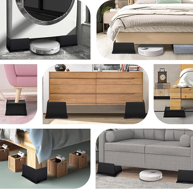 Bed Risers 2 Inch Heavy Duty,Oversized Couch Risers, Extra Wide Furniture Risers for Sofa Table Desk Headboard Chair Lifting,Rectangle Risering Blocks Support 6000 lbs(6 Pack Black)