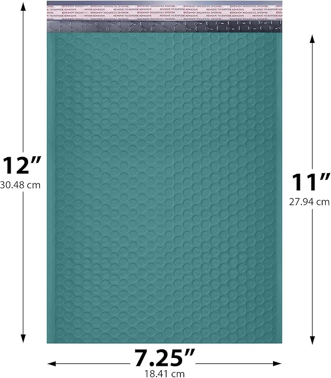 GReen Poly Bubble Mailers 7.25x12 inch #1 | Self Seal Padded Envelopes | Cushioned Bubble Mailer | Usable Size 7.25x11 | WaterProof | Lightweight mailing Shipping Bags | 100 Pack Bulk