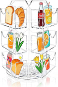 Spinning Sticker Display Stand for Vendors, 3 Tier 9 Pockets Acrylic Rotating Sticker Holder for 4'' Large Stickers, No Assembly Required Business Card Organizer Rack for Tabletop Office Home Desk