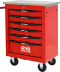 6 Drawers Tool Cart on Wheels with Stainless Steel Worktop, Heavy Duty Mobile Rolling Drawer Tool Chest with Locking Wheels & Lockable Drawers, Garage Tool Storage Cabinet (Red, 6 Drawers)