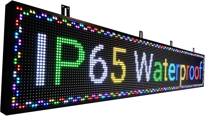 XSGD P10 Scrolling LED Sign WiFi Programmable LED Display, Outdoor IP65 Waterproof Digital Message Display Board, Customizable Neon Sign Open Signs for Business Advertising Store Restaurants 77"X14"