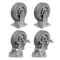 6'' × 2'' Caster Wheels, Heavy Duty Industrial Casters Set of 4 Rubber Wheels, Load 3600lbs Capacity, Swivel Caster for Cart Dolly Toolbox (2 Brake & 2 Rigid)