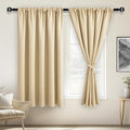 JIUZHEN Blackout Curtains for Bedroom - 70 x 63 Inch Extra Wide Privacy Assured Thermal Insulated Room Darkening Room Divider Curtain Cover for Living Room, Set of 2 Panels with Tiebacks,Light Beige