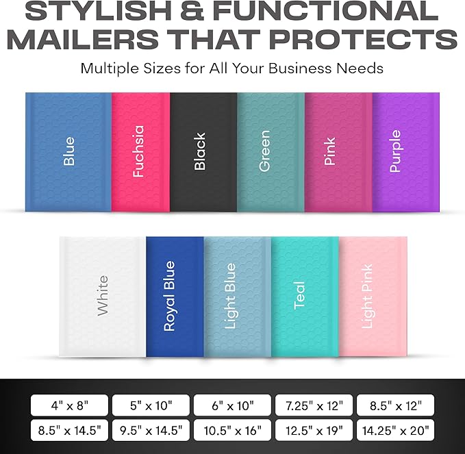 Black Large Poly Bubble Mailers 9.5x14.5 inch #4 | Self Seal Padded Envelopes Cushioned Bubble Mailer | Usable Size 9.5x13.5 | WaterProof | Lightweight mailing Shipping Bags | 200 Pack Bulk