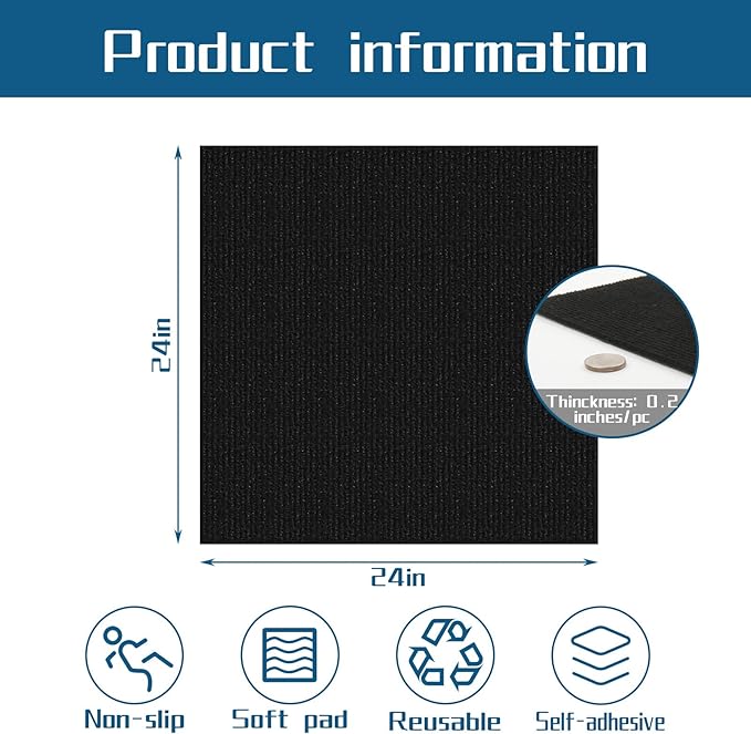 Peel and Stick Carpet Squares 24" x 24", Self Adhesive Non-Slip Carpet Tiles, Peel and Stick Soft Padded Carpet Tiles for Kitchen Bedrooms Indoor Outdoor(10 Tiles/40 sq ft)