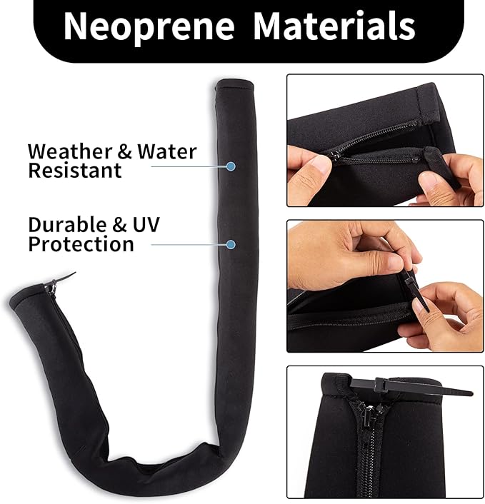 2PCS 48-Inch Trolling Motor Cable Sleeve,Zippered Rigging Sleeve,Made of Neoprene Thick Trolling Motor Sleeve,Great for Cover Wire and Extension Cords, Organized Cable Management (Black)