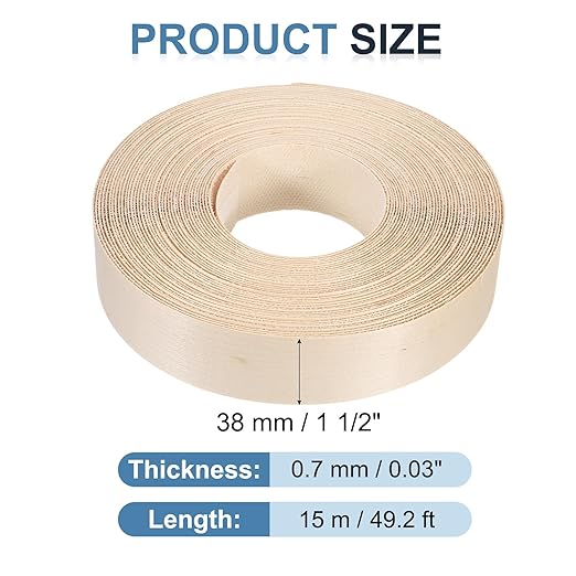 PATIKIL Maple Edge Banding, 1 1/2 Inch x 49.2 ft Wood Veneer Tape Pre-glued Flexible Plywood Edge Banding with Hot Melt Adhesive for Furniture Restoration