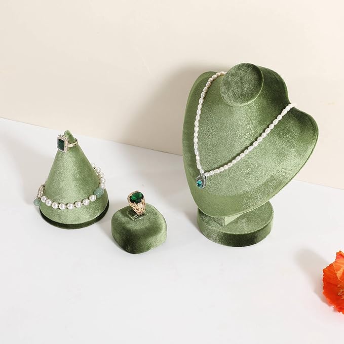 GemeShou Green Ring Display Stand for Jewelry, Velvet Single Ring Holder for selling, Cute Jewelry Display for Show【Green】