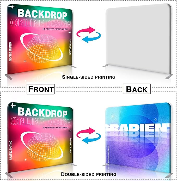 Custom Tension Fabric Banner with Stand Trade Show Backdrop Display, HD Printing Customize Online, Large Portable Trade Show Booth Display Banner for Business Pop Up Display Aluminum Frame 12.5x7.5 FT