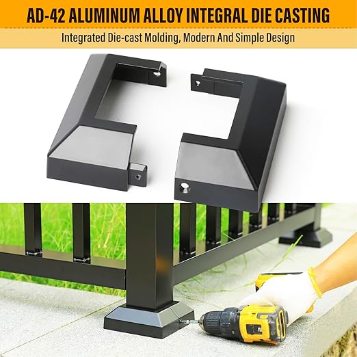 2.5"x2.5"（Actual: 2.5"x 2.5"） Deck Post Base Cover Decorative Post Base Trim Skirt Black Aluminum 8Pack