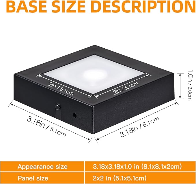 EUSTUMA LED Light Base Square Display Stand In A Variety of Colors,Lighted Up Stand Color Changing LED for 3D Glass Crystal Art,Holiday Party Decoration. (Small black, Small)