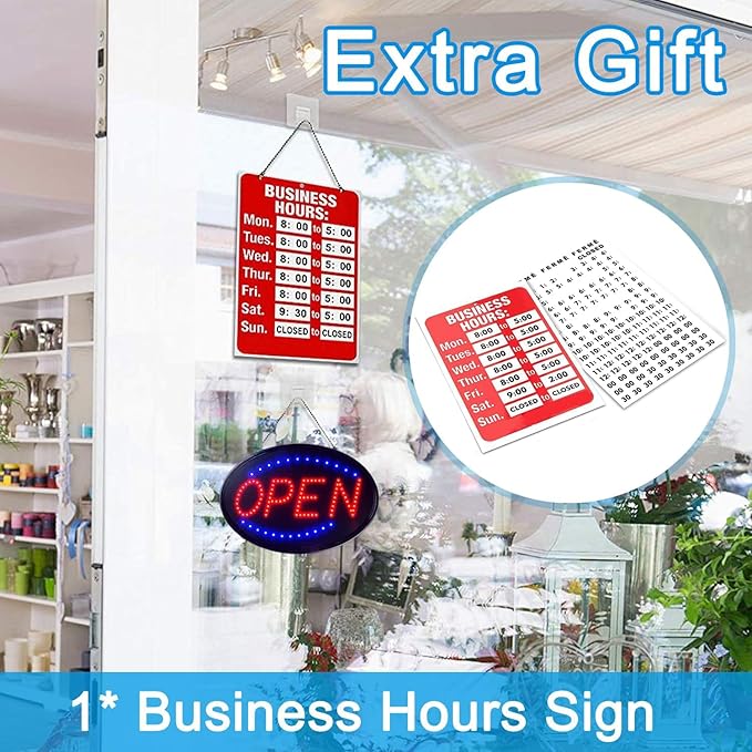 KEBE LED Open Signs for Business, Ultra Bright High Visibility Advertisement Board Electric Display Sign for Bar Hotel Shop Window Glass Door, 19"x10"