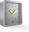 Driini Modern Mid Century Desk & Shelf Clock (Gray and Gold) - Battery Operated with Silent, Analog Movement – Small Tabletop Clocks for Office – Perfect for Mantle, End Table, Desktop or Nightstand