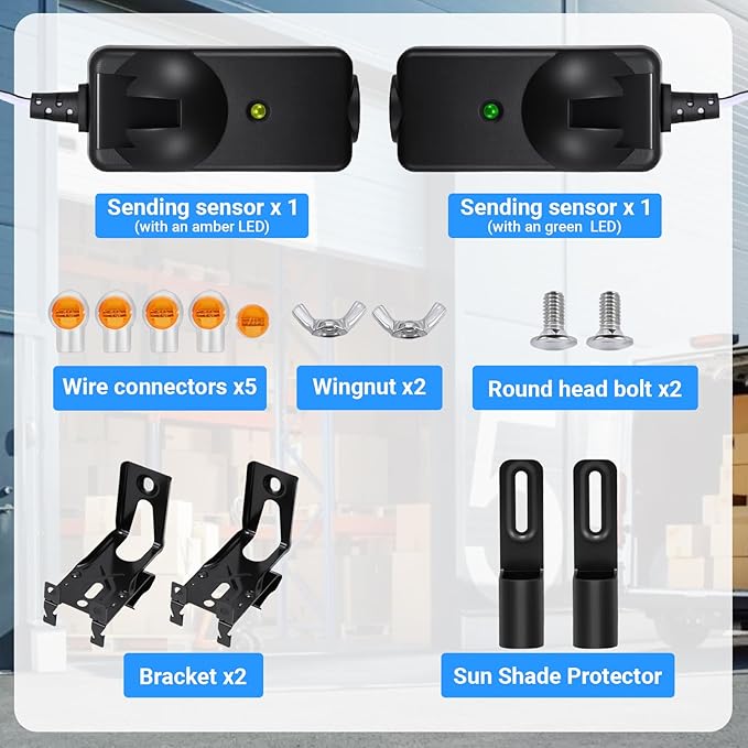 Garage Door Sensor Beam Eyes with Bracket & Cover, Garage Door Safety Sensor Replacement Parts Compatible with Liftmaster/Sears/Craftsman After 1997 (41A5034, 801CB-P)