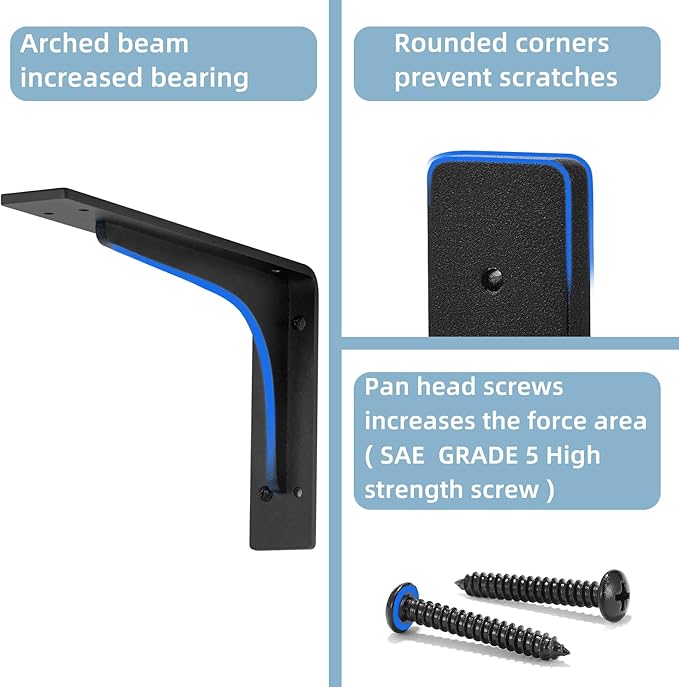 16inch x 9.5inch shelf brackets,L Shelf Bracket, die-cast formation，vertical Angle, premium alloy metal heavy-duty shelf bracket, high strength Mounting Hardware Included, Corner Brace Joint,pack of 4