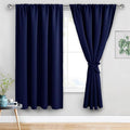 JIUZHEN Blackout Curtains for Bedroom - 60 Inch Wide Thermal Insulated Room Darkening Privacy Soundproof Curtains for Living Room, Set of 2 Panels with Tiebacks, 60 x 63 inches,Navy Blue