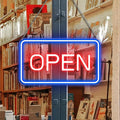 inShareplus 16"x 9" Super Bright Open Sign,12V LED Neon Open Signs for Business for Window, with ON/OFF Switch, Electric Light up Signs for Stores, Restaurants Retail Shops (Blue-Red-Horizontal)