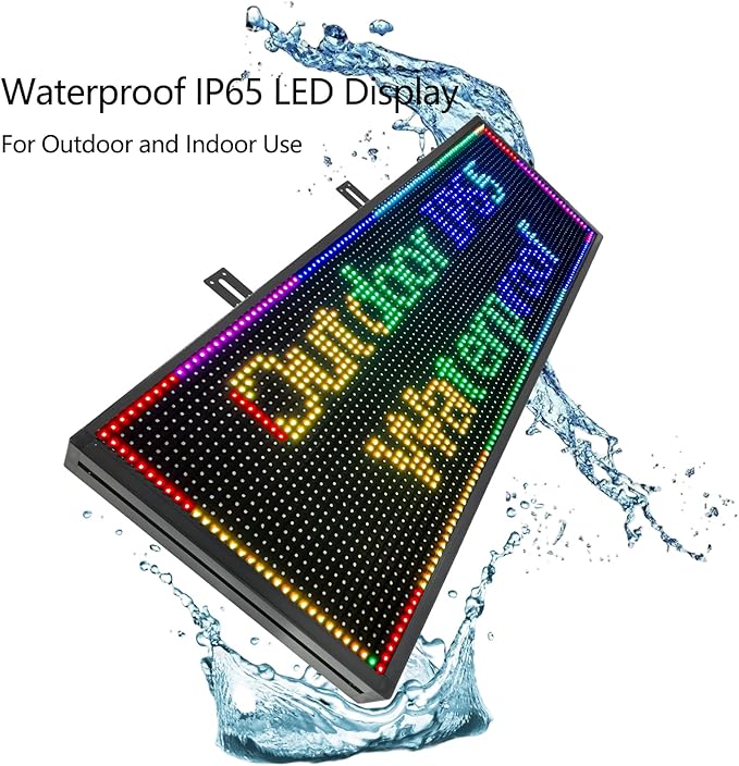 P10 Outdoor/Indoor Programmable LED Sign, 4000CD/㎡ High Brightness Scrolling Display, WiFi Control, Customizable Message Board for Business Advertising, Restaurants, Stores, Bars 40"x14"