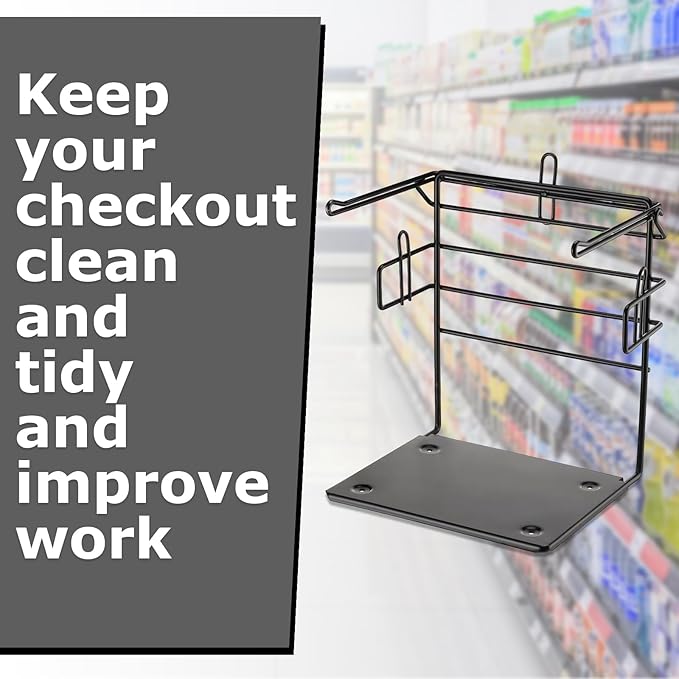 Sieral 2 pack Plastic Grocery Bag Holder Stand Chrome T Shirt Rack Fits 11½''W x 6''D x 21''H, plastic bag holder for Kitchen, Retail, Grocery, Shopping, Restaurant, 10.5''W x 13''L x 13.5''H(Black)
