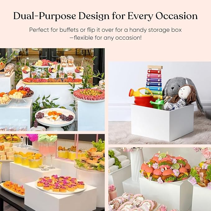YOPPIX 13.8" Extra Large Size Buffet Risers, Dessert Table Display Set, Acrylic Display Stands, Display Stand Shelf for Catering Dessert Collectibles Jewelry Figures Show, Cube Display Nesting Risers