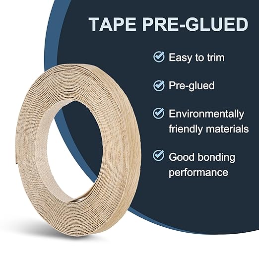 PATIKIL White Oak Edge Banding, 1/2 Inch x 25 ft Wood Veneer Tape Pre-glued Flexible Plywood Edge Banding with Hot Melt Adhesive for Furniture Restoration