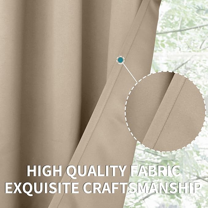 BGment Blackout Curtains - Grommet Thermal Insulated Room Darkening Bedroom and Living Room Curtains, Set of 2 Panels (55 x 69 Inch, Sand)