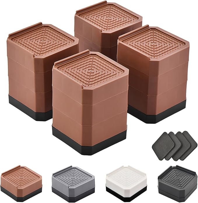 Bed Risers Furniture Risers Heavy-Duty Rectangular Adjustable Block Lift to 3 inches and 4.3 inches Desk, Sofa, Chair Legs, Refrigerator, Washing Machine Support up to 4000 pounds