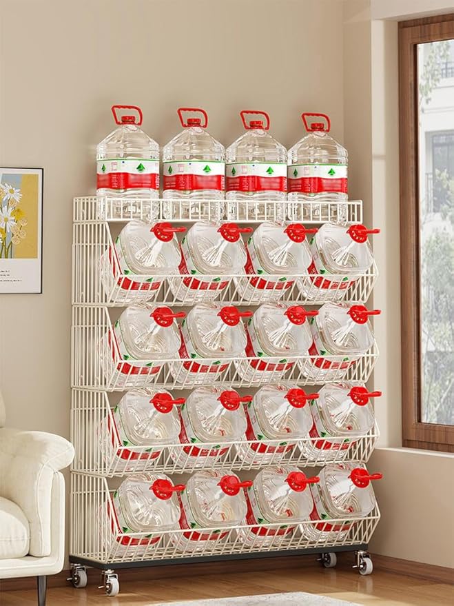 Commercial Metal Storage Rack with Wheels, 4-Tier Display Shelf for Retail Store, White (White, 23.6 x 13.7 x53.9inch)