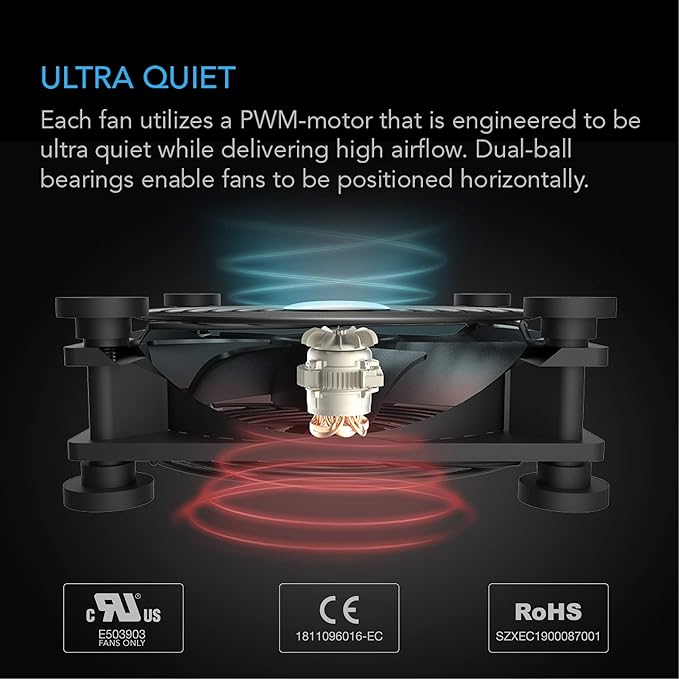 AC Infinity MULTIFAN S3-P, Quiet 120mm AC-Powered Fan with Speed Control, UL-Certified for Receiver DVR PlayStation Xbox Component Cooling