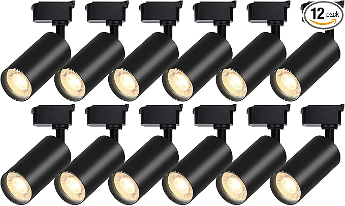 Ultra-Bright H Type Track Lighting Heads, Energy-Saving 12PCS 3000K Warm White 20W 2400lm for Accent Lighting, Dimmable LED Track Lighting Ceiling Spotlight Fixture