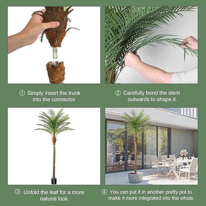 Artificial Phoenix Palm Tree 9ft Tall – Fake Large Tropical Tree with 21 Adjustable Leaves, Outdoor Indoor Faux Sago Palm Plant for Living Room Patio Poolside Yard Decor (1, 9ft)