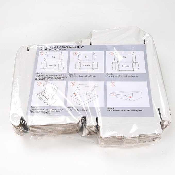 HORLIMER 7x5x1 inches Shipping Boxes Set of 50, White Corrugated Cardboard Box Literature Mailer