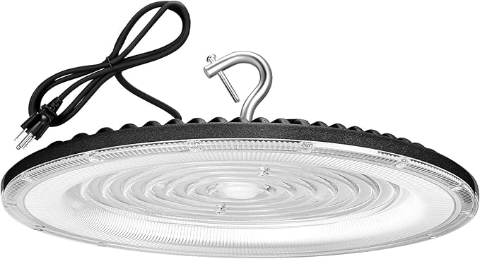 200W UFO Led High Bay Light,120VAC,5000K Daylight Commercial Bay Lighting,IP66 Waterproof,30500LM,850W MH/HPS with Plug Area Lighting for Warehouse/Shop/Workshop/Barn/Gym/Factory