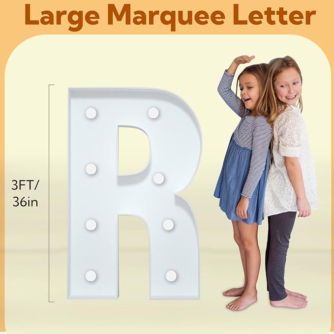 imprsv 3FT Marquee Letters, Mosaic Light Up Letters for Birthday Baby Shower Wedding Engagement Party Backdrop Decor, Large Marquee R for Party Decorations