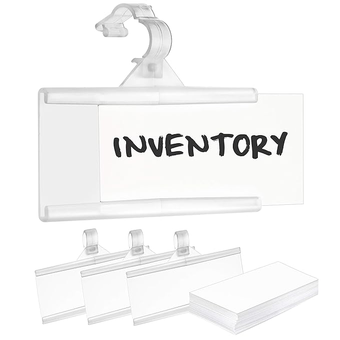 Pack of 50 - Plastic Wire Shelf Label Holder, Sign and Ticket Holder, Easy Clip Design with Tight Snap Lock Closure. Height, 1-1/4" X Width, 3" | "50 Label Inserts Included"