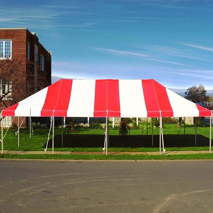 TentandTable 20' x 40' Premium Canopy Tent, Red/White, Outdoor Pole Tent, 80-160 Person Capacity for Parties, Weddings, Events, Commercial and Residential Use, Large Heavy Duty Vinyl Canopy Tents