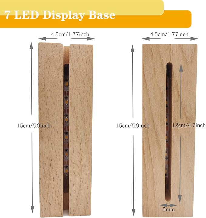 6 inch Rectangle Display Pedestal, Colorful Rectangle Led Lights Display Base, Crystal Wooden Lighted Base Stand for Acrylic, Crystal, Night Light, Glass Resin Art