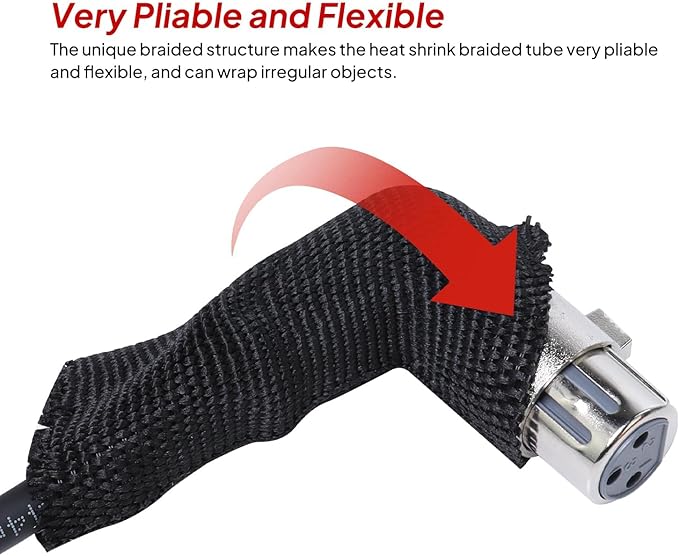 1" - 18 feet Braided Cable Management Sleeve 2 in 1 Heat Shrink Fabric Tube Wrap Organizer Cover Cable/Wire/Harness/Hose Sleeving