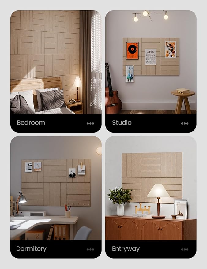 Large Felt Bulletin Board 36"x24" Cork Board Alternative - 6 Pack with 40 Safe Removable Adhesive Tabs, Cork Boards for Walls Felt Board for Home Office Classroom Pin Board-Taupe