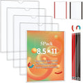 5 Pack Magnetic Sign Holder 8.5 x 11 - Rigid Sheet Protectors with Magnetic Strip Adhesive Strip, Adhesive Frames 8.5 x 11 Magnetic Picture Frames for Refrigerator,Whiteboard,Wall,Door,Window